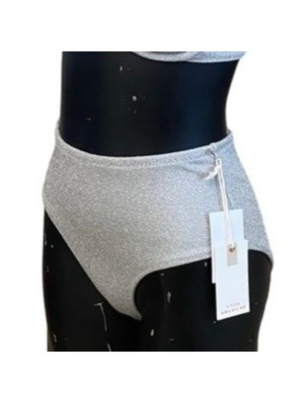 NEW Good American 2pc Silver Sparkle Swimsuit Bikini Size 1 = S - Picture 4 of 8